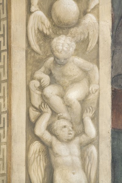 Putti, decoraciones alrededor de las ventanas de Lattanzio Gambara