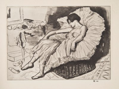 Bailarina durmiendo, pub. 1925 de Laura Knight