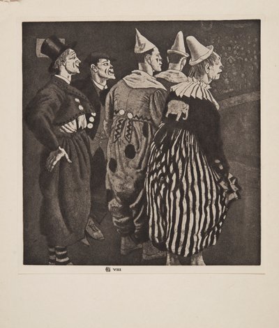 Cinco Payasos, pub. 1926 de Laura Knight