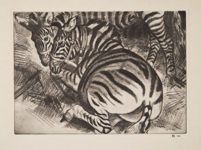 Cebras, pub. 1930 de Laura Knight