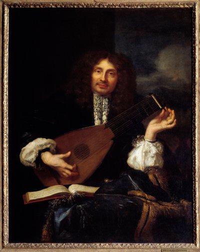 Retrato de un hombre tocando el laúd: presunto retrato de Imbert, secretario del parlamento de Aix. Cuadro atribuido a Laurent Fauchier (1643-1672) de Laurent Fauchier