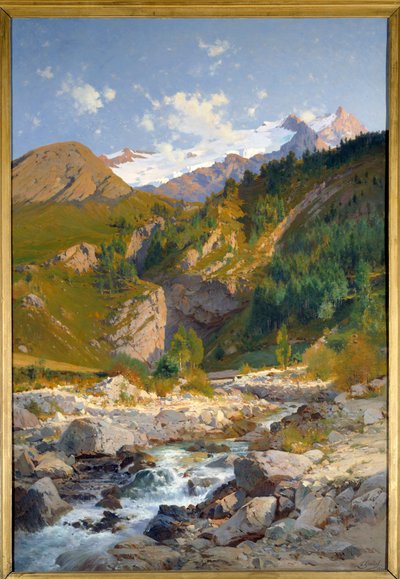 El torrente tiene Chavalchere, el glaciar Tabuchet y el paisaje de la montaña Meije. Pintura de Laurent Guetal (1841-1892) 1888 Grenoble, Museo de Bellas Artes de Laurent Guétal