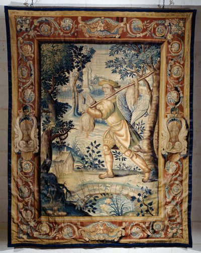 Portador de caza, tapiz de la serie Cacerías de Francisco I de Laurent Guyot
