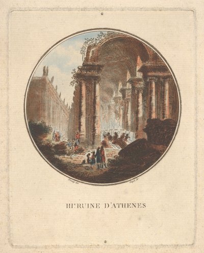 Ruinas de Atenas con un pórtico abovedado, ca. 1770-1808 de Laurent Guyot