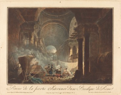 Ruina de la parte interior de una basílica de Roma de Laurent Guyot after Hubert Robert