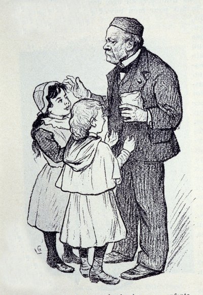 Retrato de Louis Pasteur (1822-1895), químico y físico francés dando dulces a los niños del Instituto. Boceto de Lucien Laurent-Gsell de Laurent Lucien Gsell