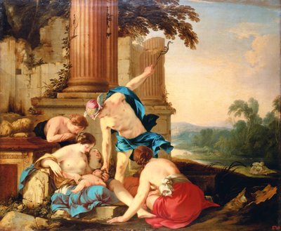 Mercurio Confía a Baco al Cuidado de las Ninfas, 1638 de Laurent de la Hyre