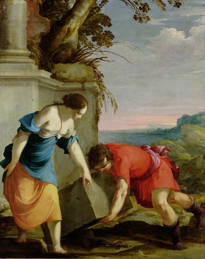 Teseo encontrando la espada de su padre, 1634 de Laurent de la Hyre