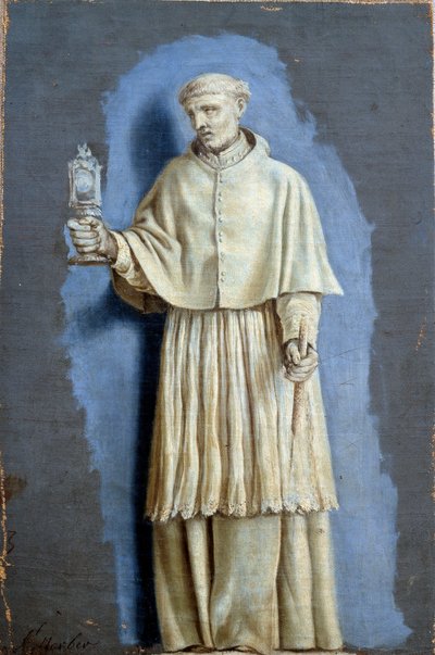 San Norberto sosteniendo un ostensorio y una vela de Laurent de la Hyre