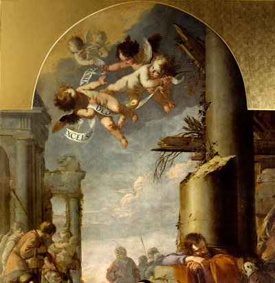 La Adoración de los Pastores (detalle). Pintura de Laurent de la Hyre de Laurent de la Hyre