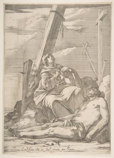 Cristo y la Virgen al pie de la cruz de Laurent de la Hyre