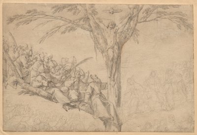 El Cristo crucificado como el árbol de la vida con monjes y monjas, c. 1639 de Laurent de la Hyre