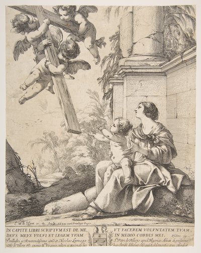 Virgen y Niño con ángeles de Laurent de la Hyre