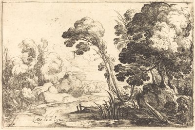Paisaje boscoso con un río de Laurent de la Hyre