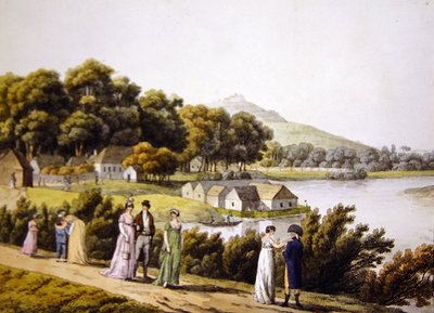 Vista del distrito de Brigittenau y del río Danubio desde el lado de Augarten, principios del siglo XIX de Laurenz (after) Janscha
