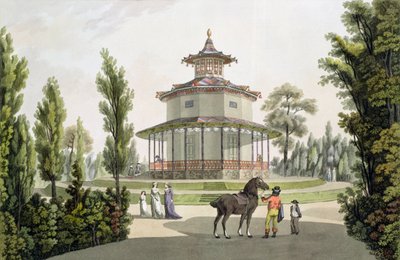 Vista de la Casa de Verano China, Palacio de Lichtenstein en Eisgrub, grabado por Johann Ziegler, 1792 de Laurenz Janscha