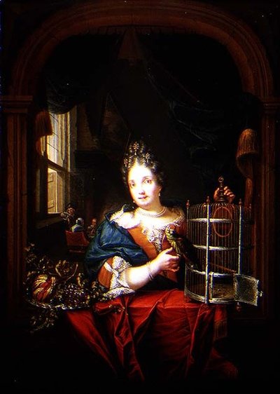 Retrato de una Mujer con un Loro de Laureys Goubau