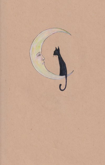 Mateo y la Luna, 2025 (lápiz de color sobre papel entonado) de Laurie Michaels