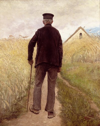 Viejo caminando en un campo de centeno de Laurits Andersen Ring