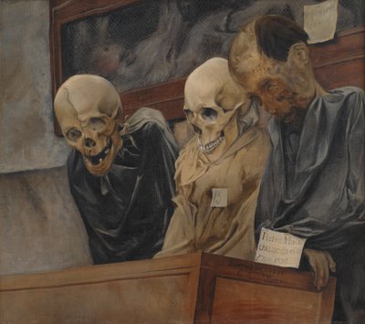 Tres calaveras de la Catacombe dei Cappuccini en Palermo, 1894 de Laurits Andersen Ring