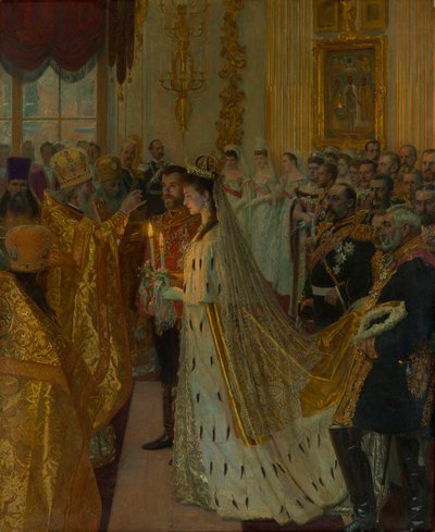 La boda del zar Nicolás II y la princesa Alix de Hesse-Darmstadt el 26 de noviembre de 1894, 1895 de Laurits Regner Tuxen