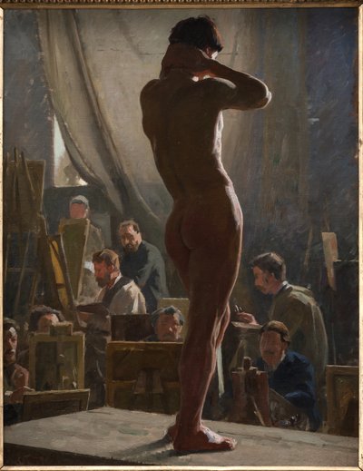 Desnudo masculino en el estudio de Bonnat de Laurits Regner Tuxen