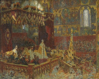 Ceremonia de coronación del Zar Nicolás II en Moscú. Boceto de Laurits Regner Tuxen