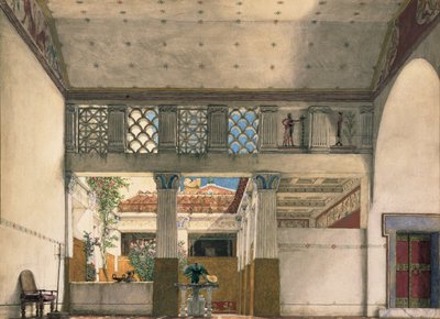 Interior de la casa de Cayo Marcio (acuarela sobre papel) de Lawrence Alma Tadema