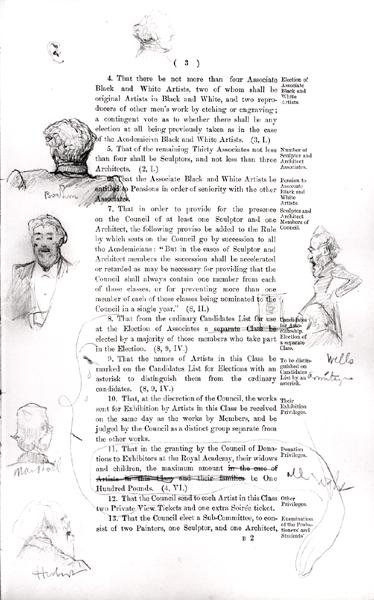 Boceto de un miembro del comité, de los márgenes del 