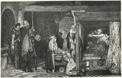 La reina Fredegunda en el lecho de muerte del obispo Praetextatus, 586 de Lawrence Alma Tadema