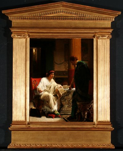 Vespasiano escuchando de uno de sus generales sobre la toma de Jerusalén por Tito, 1866 de Lawrence Alma Tadema