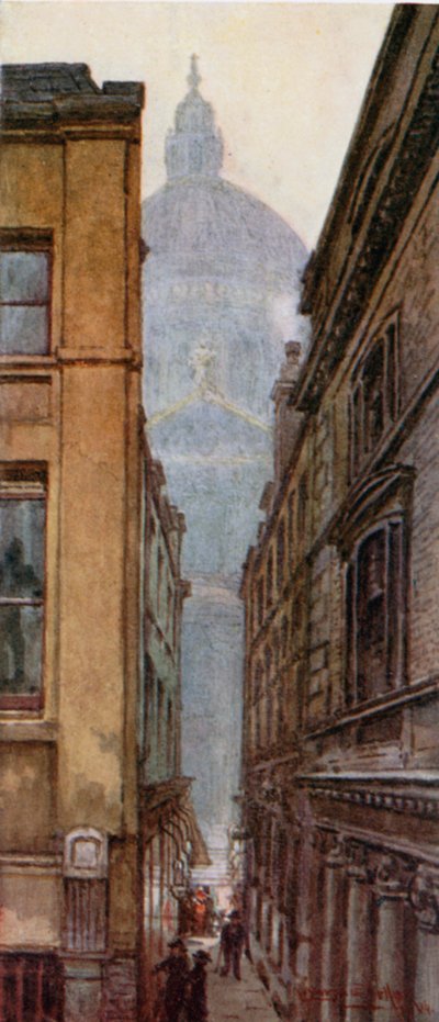 La cúpula (transepto norte) desde Paternoster Row (litografía en color) de Lawrence Deller