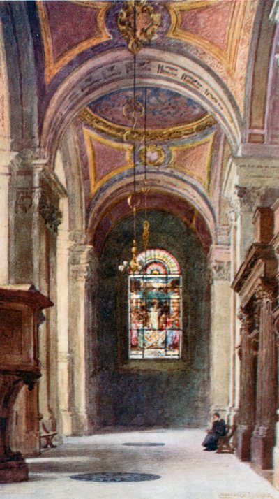El pasillo norte del coro, mirando al este (litografía en color) de Lawrence Deller