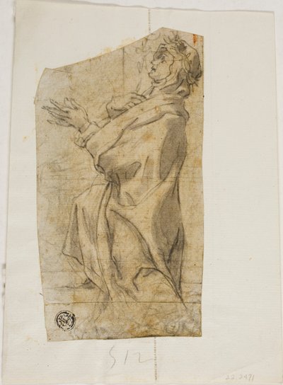 Santa arrodillada de perfil de Lazzaro Tavarone