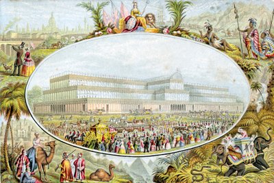 La reina Victoria llegando para inaugurar la Gran Exposición en el Crystal Palace, Londres, 1851 de Le Blond