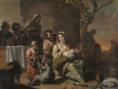 Escena Vintage y Niños Campesinos Bailando, par de pinturas, 1650s de Le Nain