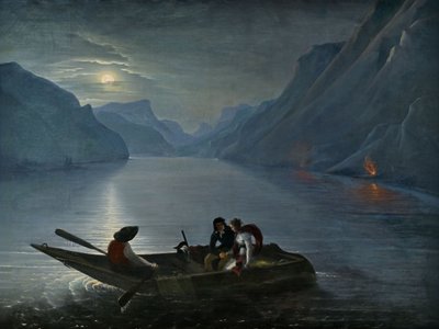 Julie y Saint-Preux en el lago de Ginebra, 1824 de Le Prince