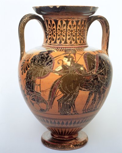 Ánfora de figuras negras que representa una cuadriga, 515-490 a.C. de Leagros Group