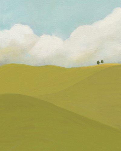 Nubes y campos, c.2018 (técnica mixta) de Leah Straatsma