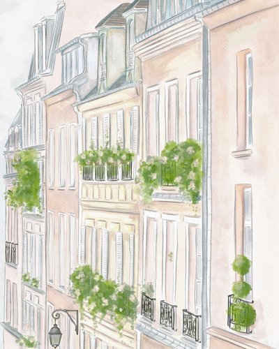 Edificios de París, c.2023 (acuarela) de Leah Straatsma