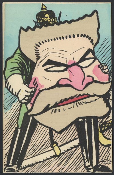 Tarjeta postal, satírica en colores, ca. 1905: Alemania Prusia, Patriotismo - Jaures Jean - Ilustración de Leal de Camara (1877-1948) de Leal de Camara