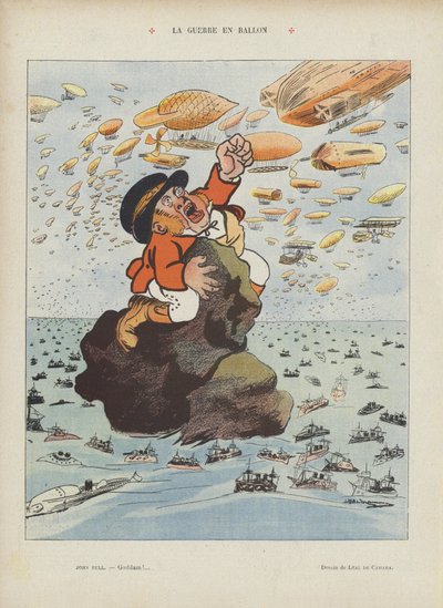 Globos de guerra. Ilustración para Le Rire (litografía en color) de Leal de Camara