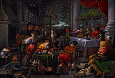 Lázaro y Dives, c.1570 (óleo sobre lienzo) de Leandro Bassano