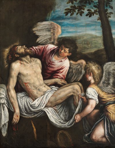El Cristo muerto con ángeles, c. 1580 de Leandro Bassano