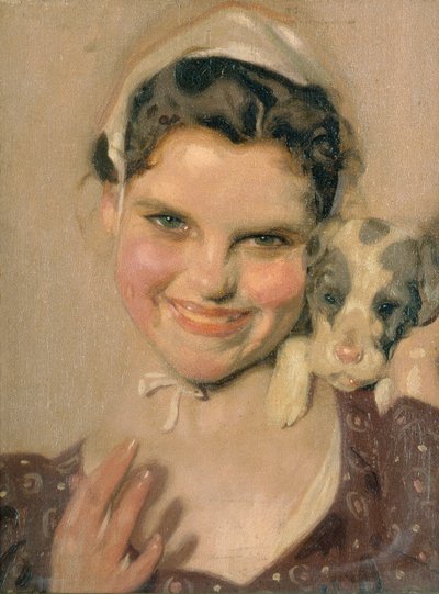 Estudio para "Su primera ofensa", c.1900 (óleo sobre lienzo) de Leandro Ramon Garrido