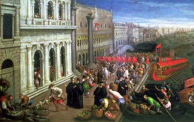 Riva degli Schiavoni, Venecia (óleo sobre lienzo) (detalle de 64549) de Leandro da Ponte Bassano