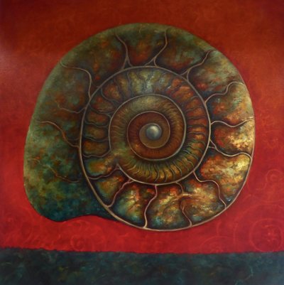 Ammonite rojo y verde de Lee Campbell