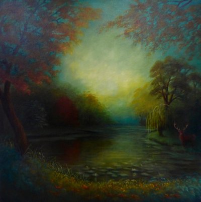 Sylvan Glade, 2024 (óleo sobre lienzo) de Lee Campbell