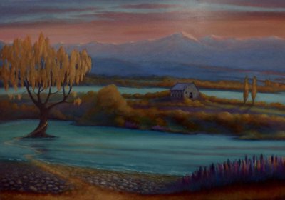 Dos lagos, 2024 (óleo sobre lienzo) de Lee Campbell