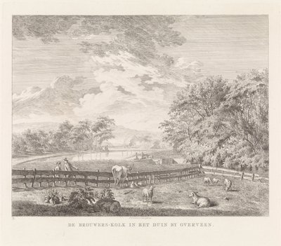 Cámara de cerveza cerca de Overveen De Brouwers-Kolk en las dunas de Overveen (título sobre el objeto) Lugares de interés en las cercanías de Haarlem (título de la serie) de Leendert Overbeek